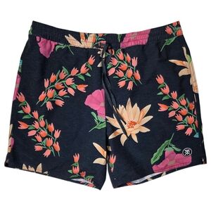 Roark Black Shorey Sierra Madre Floral Bird Print Board Shorts Mens Medium